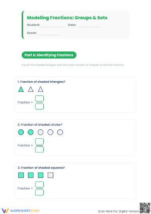 Printable Modeling Fractions Worksheet | Grade 3 Math