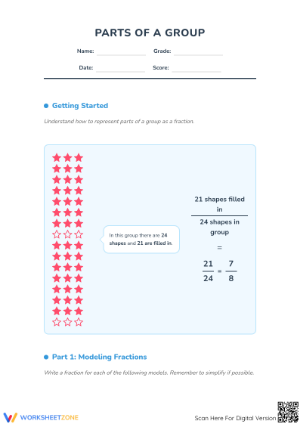 Printable Modeling Fractions with Shapes - Grade 3 Aligned
