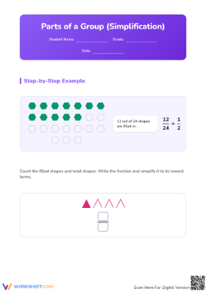 Printable Modeling Fractions and Simplification Worksheet