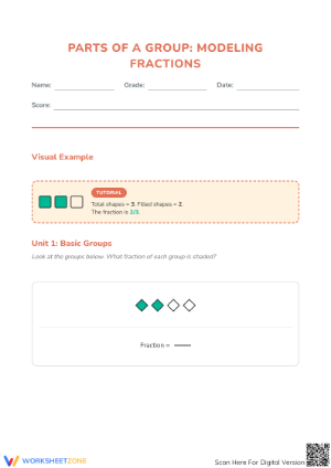 Modeling Fractions Worksheet | Printable Grade 3 Math