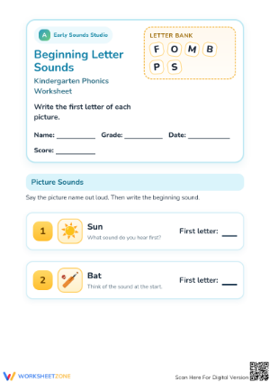 Printable Beginning Letter Sounds | Preschool ELA