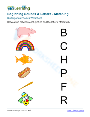 Beginning Sounds & Letters - Matching 1