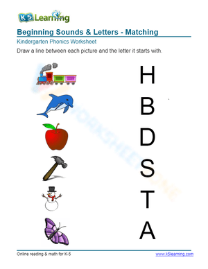 Beginning Sounds & Letters - Matching 6
