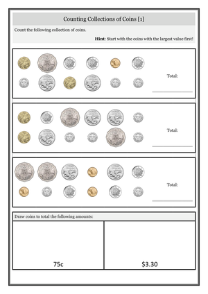 Practice Counting Collections of Coins