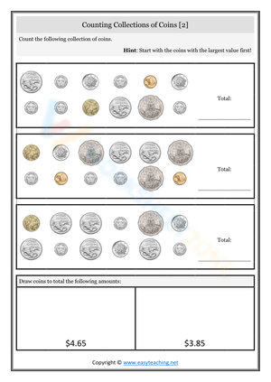 Counting Collections of Coins Practice