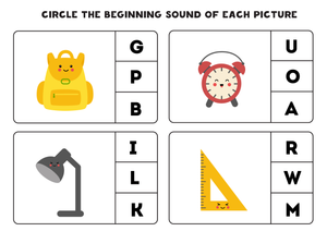 Beginning Sounds Printable | Grade K No-Prep Worksheet