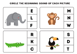Beginning Sounds Printable Worksheet | Grade K ELA