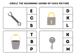Beginning Sounds Printable Worksheet | Grade K ELA