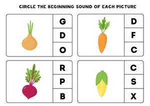 Beginning Sounds Printable Worksheet | Grade K ELA