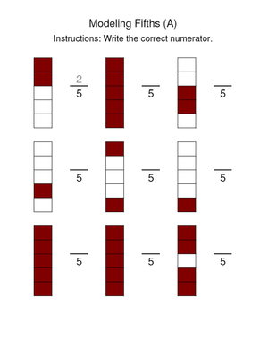 Modeling Fifths and Writing Fraction Numerators