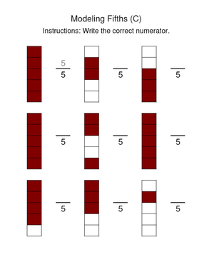 Modeling Fifths: Fraction Numerator Practice