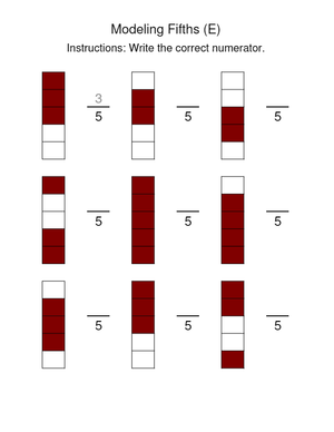 Modeling Fifths Visual Fraction Practice