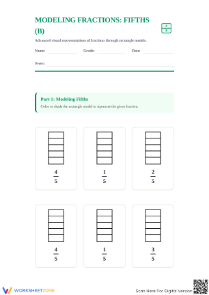 Printable Modeling Fractions with Rectangles - Grade 3-5