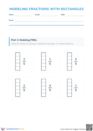 Printable Modeling Fractions with Rectangles | Grade 3 Ready
