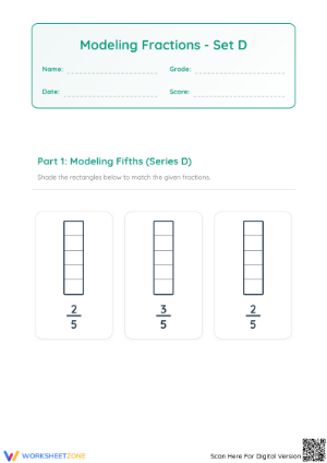Essential Grade 3 Modeling Fractions Printable Worksheet