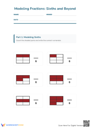 Essential Fractions Modeling: Rectangles Worksheet | Grade 3