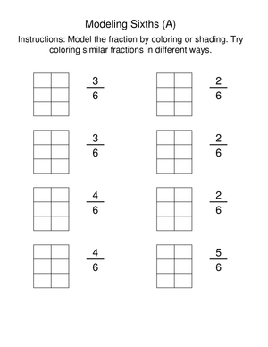 Modeling Fractions With Sixths Coloring Activity
