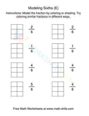 Modeling Sixths Fraction Practice Worksheet