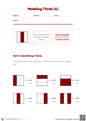 Modeling Fractions Worksheet | Printable Grade 3 Math