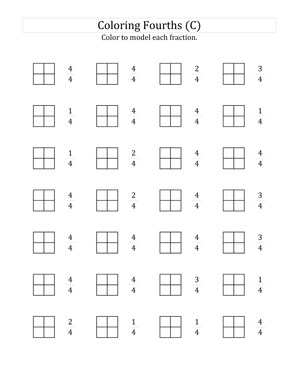 Coloring Fourths and Representing Fractions Worksheet