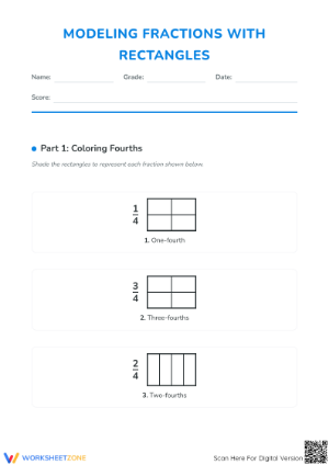 Essential Grade 3 Worksheet: Modeling Fractions with Rectangles