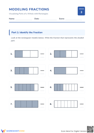Modeling Fractions with Rectangles — Essential Grade 3 Worksheet