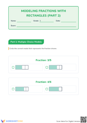 Printable Guide: Modeling Fractions with Rectangles - Grade 3 Math