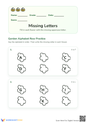 Printable Alphabet Missing Letters Worksheet | Preschool ELA