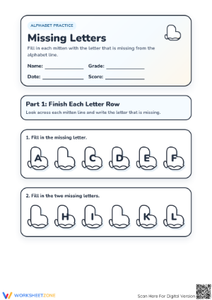 Missing Alphabet Letters Worksheet | Essential Preschool ELA