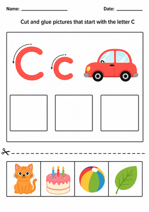 Letter C Beginning Sound Printable Worksheet | Grade K