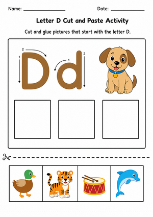 Letter D Beginning Sound Worksheet | Printable Grade K-1