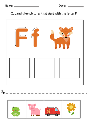 Printable Letter F Activity Worksheet for Kindergarten