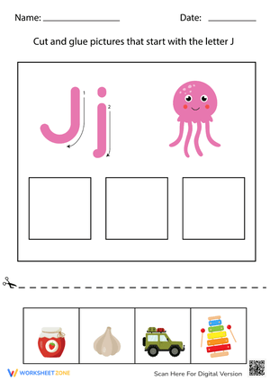Learn the Letter J - Cut and Paste Activity