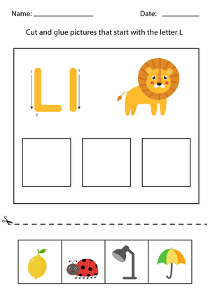 Kindergarten Letter L Beginning Sounds — Printable Worksheet