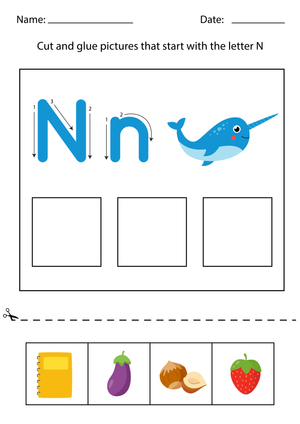 Letter N Beginning Sounds | Printable Pre-K & K Worksheet