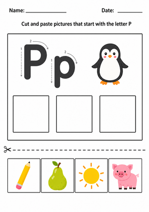 Printable Letter P Beginning Sound Worksheet
