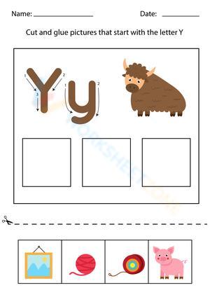 Beginning sounds with letter Y
