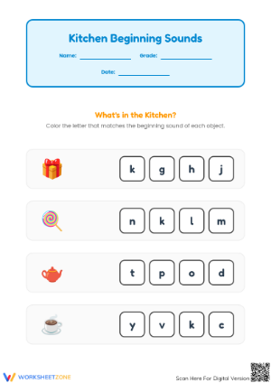 Essential Beginning Sounds Worksheet | Kindergarten Phonics