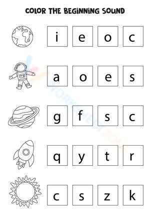 Color the beginning sound 5