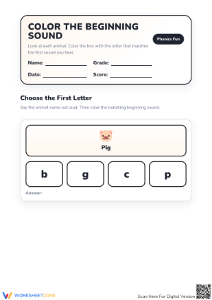 Essential Beginning Sounds Worksheet | Grades PK-1 Phonics