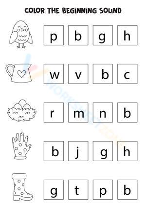 Color the beginning sound 16