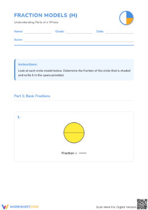 Printable Grade 3 Math: Modeling Fractions with Circles