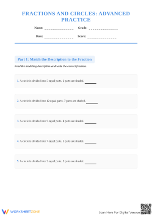 Essential Fractions with Circles Worksheet for Grade 3