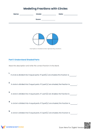Essential Modeling Fractions with Circles Worksheet