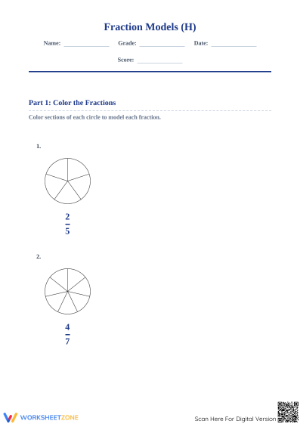 Modeling Fractions with Circles Worksheet | Printable Math
