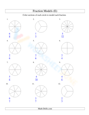 Shading Fraction Circle Models Worksheet