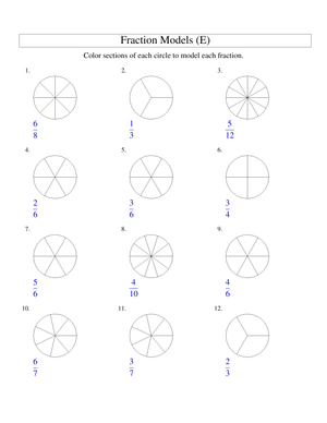 Shading Fraction Circle Models Worksheet