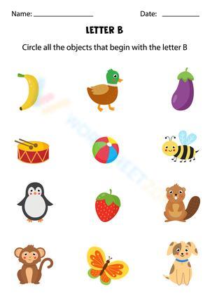 Beginning sounds with letter B