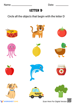 Letter D Beginning Sound Recognition 