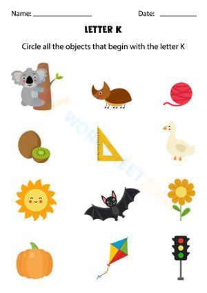 Beginning sounds with letter K